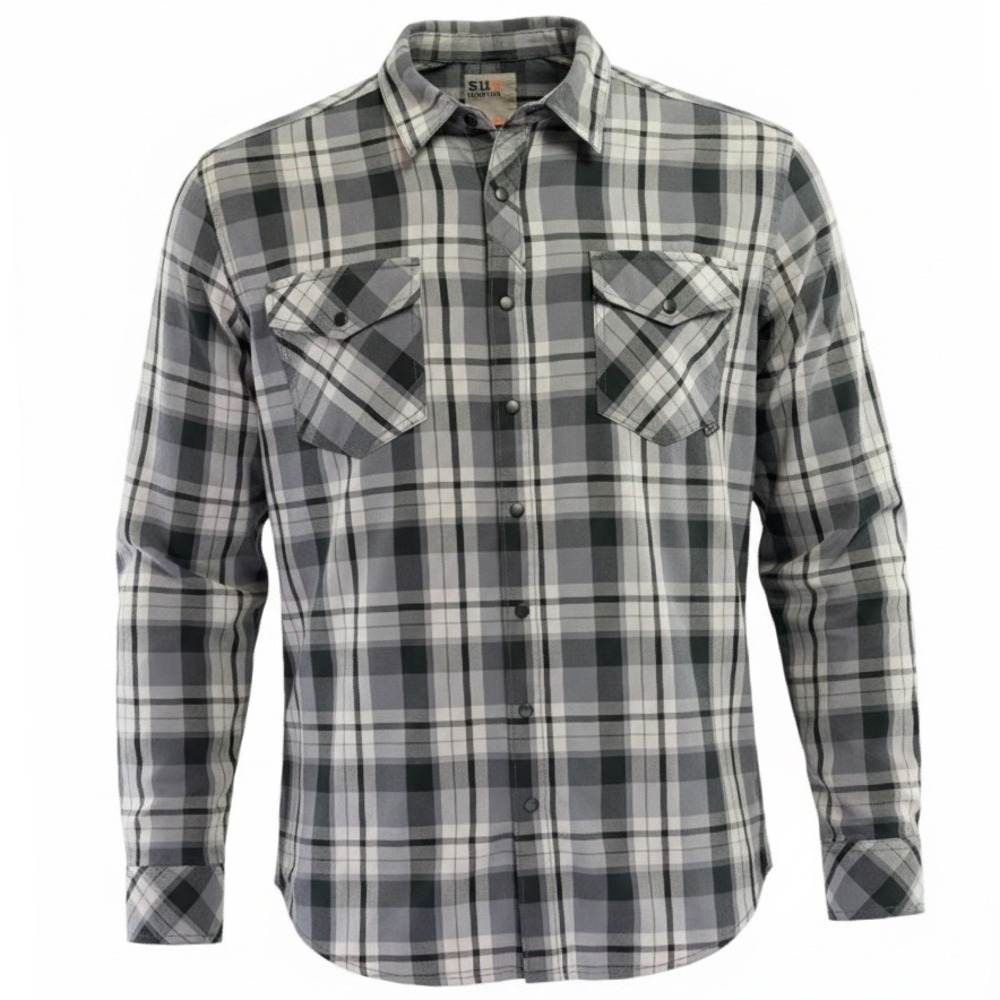 5.11 Tactical Mens 2XL Grey Plaid Snap Front‎ L/S Western Yoke Shirt (W43)